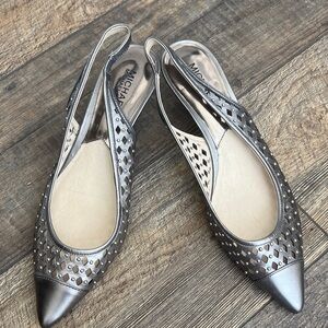 Michael Kors Metallic Silver Slingback Flats